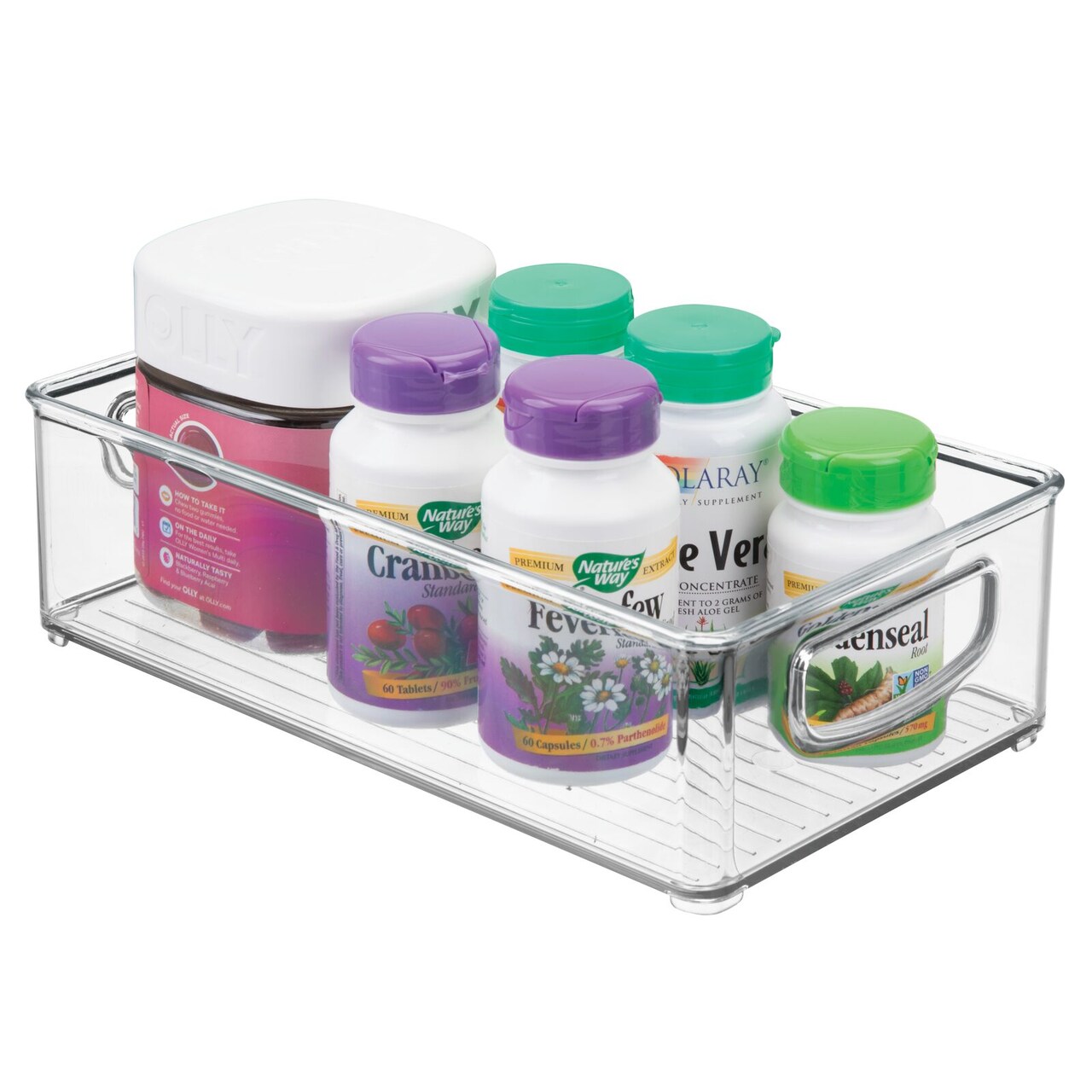 mDesign Plastic Bath Vanity Storage Organizer Bin with Handles